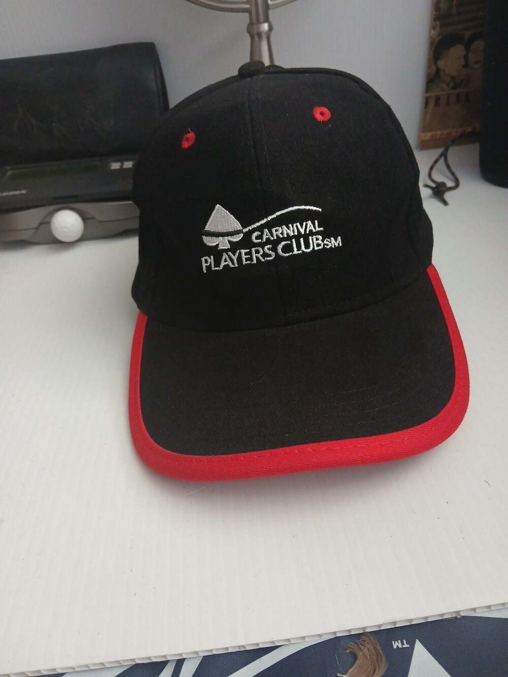 Carnival Players Club Casino Hat Baseball Cap Black Red Adjustable